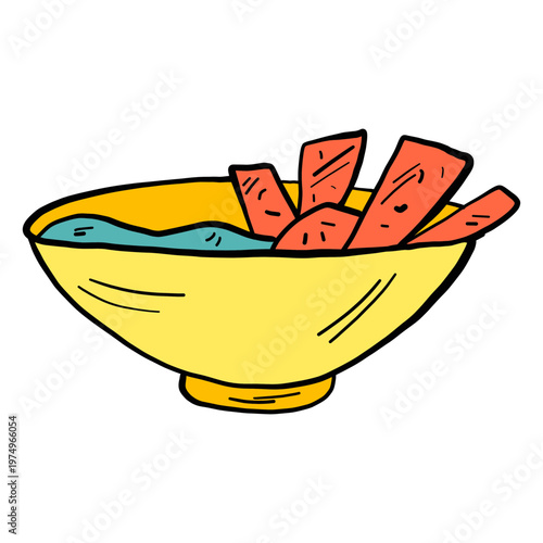 Foto Bowl tureen bread porridge color colour sketch