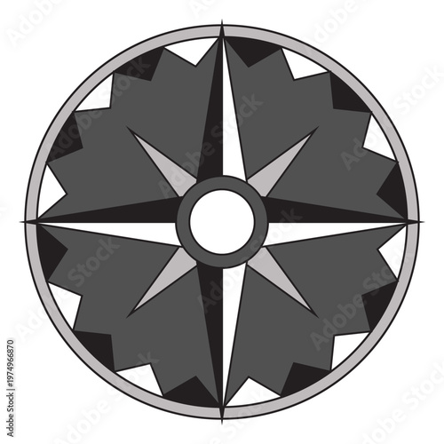 Windrose arrow east nord south west flat