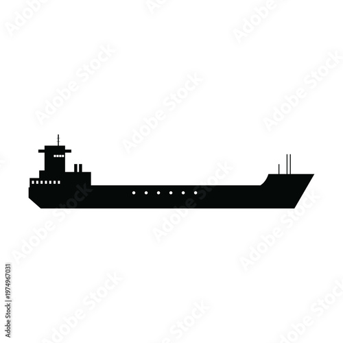 Garbage scow ship silhoiette