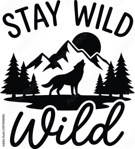 Stay Wild Mountain Lion Silhouette T-Shirt Design