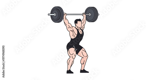 Vector illustration of a muscular man lifting a barbell