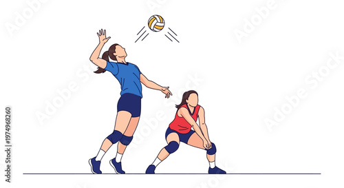 Female volleyball players in action during a match