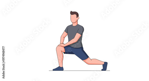 Illustration of a man stretching in athletic wear on white background