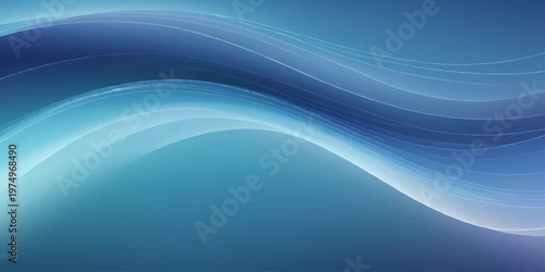 Abstract blue wave background featuring flowing curves and futuristic light patterns in a digital vector illustration for a modern wallpaper design