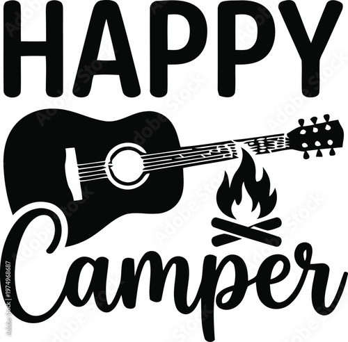 Happy Camper Vintage Retro T-shirt Design