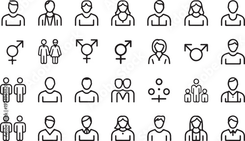 Minimal human symbol pack representing diversity and social equality