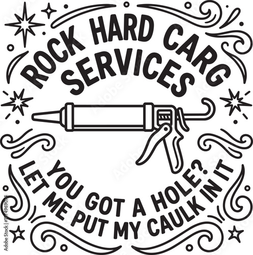 Rock hard caulk funny humor graphic typography vector illustration print design modern style art silhouette