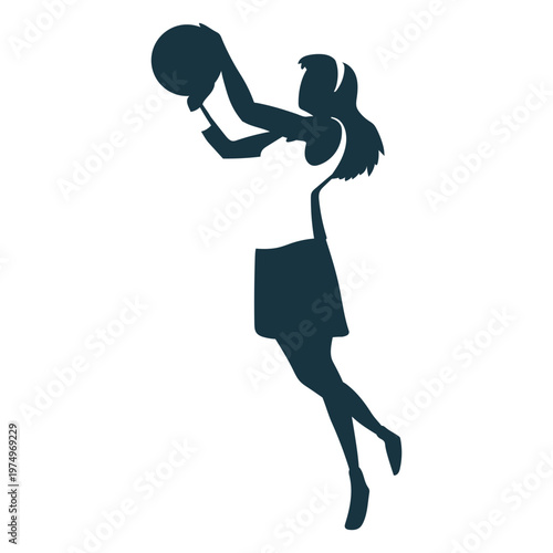 Basketball player female hair ball player shorts accessory t shirt detailed silhouette