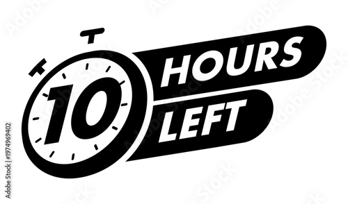Timer 10 hours left with watch icon for promotion, promo offer, sale, social media post