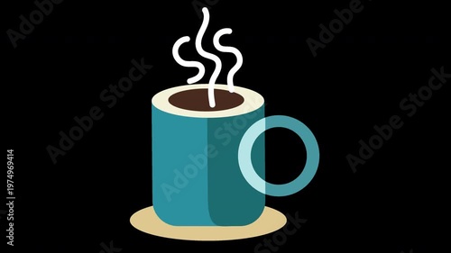 Animated spinning coffee mug with steam