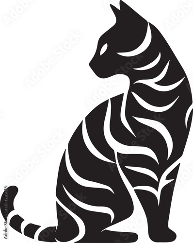 Icon of black silhouette vector cat best for logos 