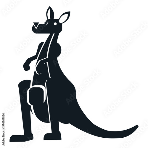 Cuadro en lienzo Kangaroo tail ear muzzle pouch detailed silhouette