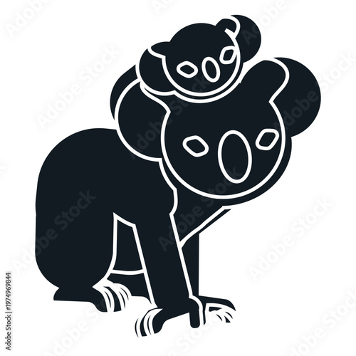 Koala claw ear nose tree detailed silhouette