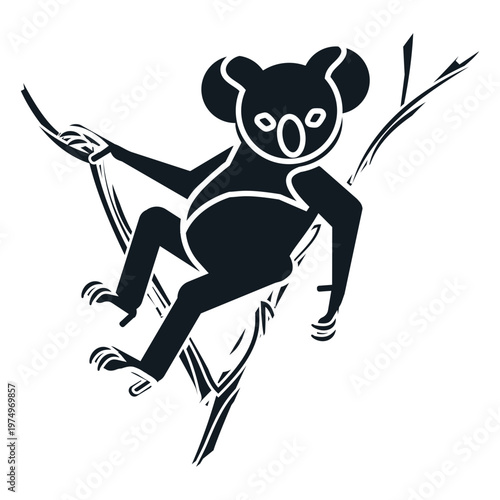 Koala claw ear tree nose detailed silhouette