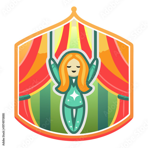 Illustration of a circus performer - aerial gymnast on a bright background