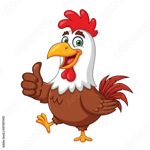 Rooster Thumbs Up Cartoon Poultry Business Approval
