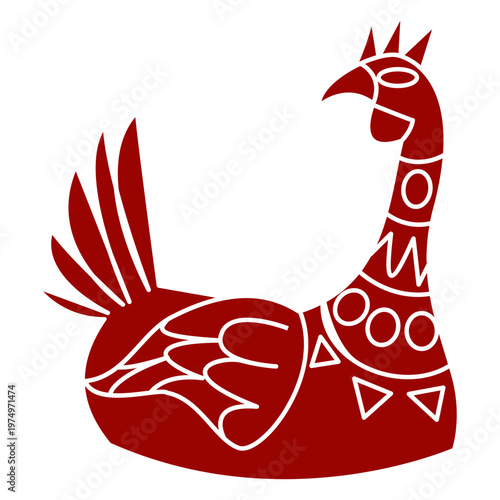 Hen beak feather wing leg crest pattern detailed silhouette