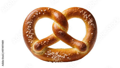 Bild auf Leinwand Isolated classic German soft pretzel, perfectly baked with coarse sea salt toppings