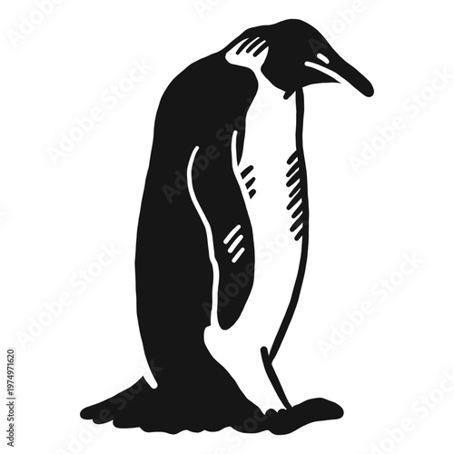 Penguin wing beak sitting doodle