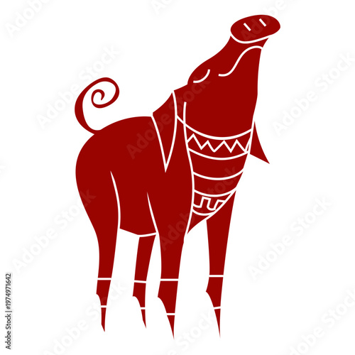 Pig ear snout hoof tail pattern detailed silhouette
