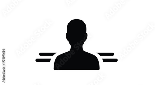 A simple black silhouette depicts a person s head and shoulders representing a user profile