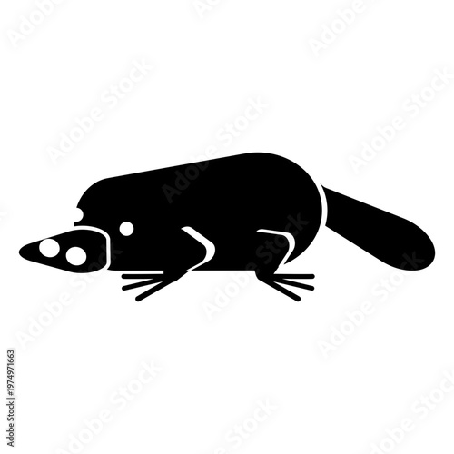 Platypus leg tail beak duckbill detailed silhouette