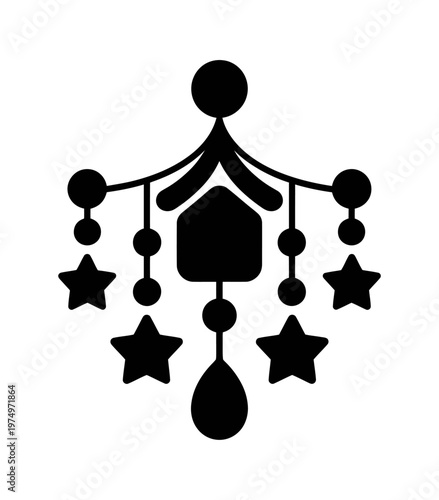 Minimalist vector of a simple chandelier with star decorations in