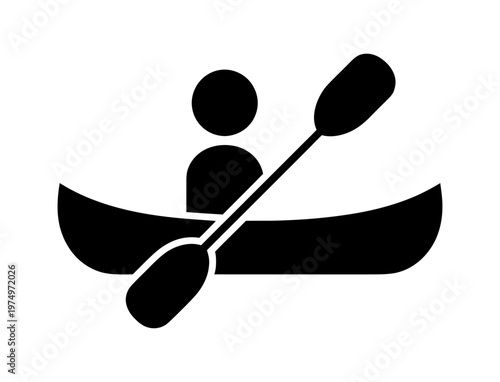 Vector of a person paddling a canoe with a single oar