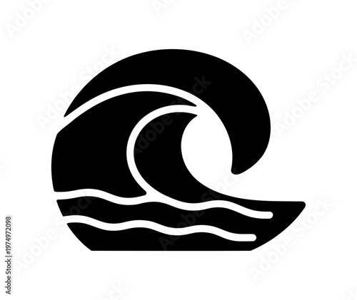 Vector of a single wave curling over the ocean