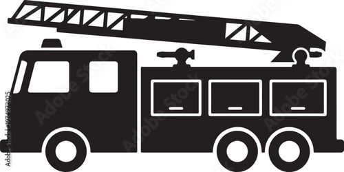 Fire truck with extended ladder and equipment emergency transport firefighting equipment apparatus firefighter protection response assistance illustration