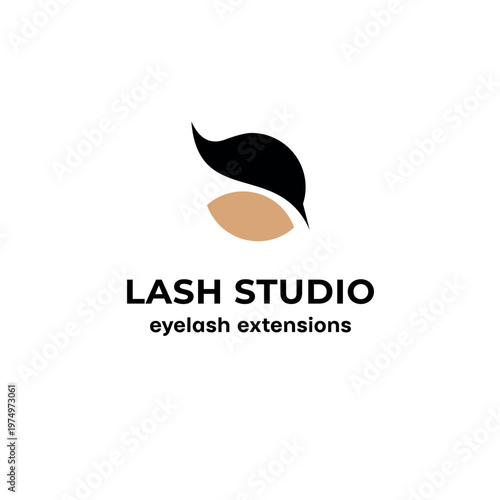 Vector lash studio logo design, minimalist eyelash extensions icon for beauty salon