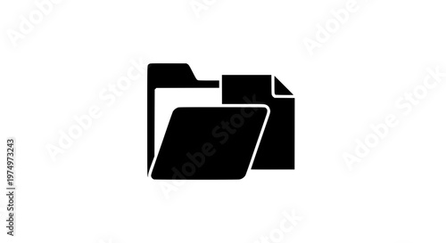 An icon representing a folder with a document inside, symbolizing organization and data management