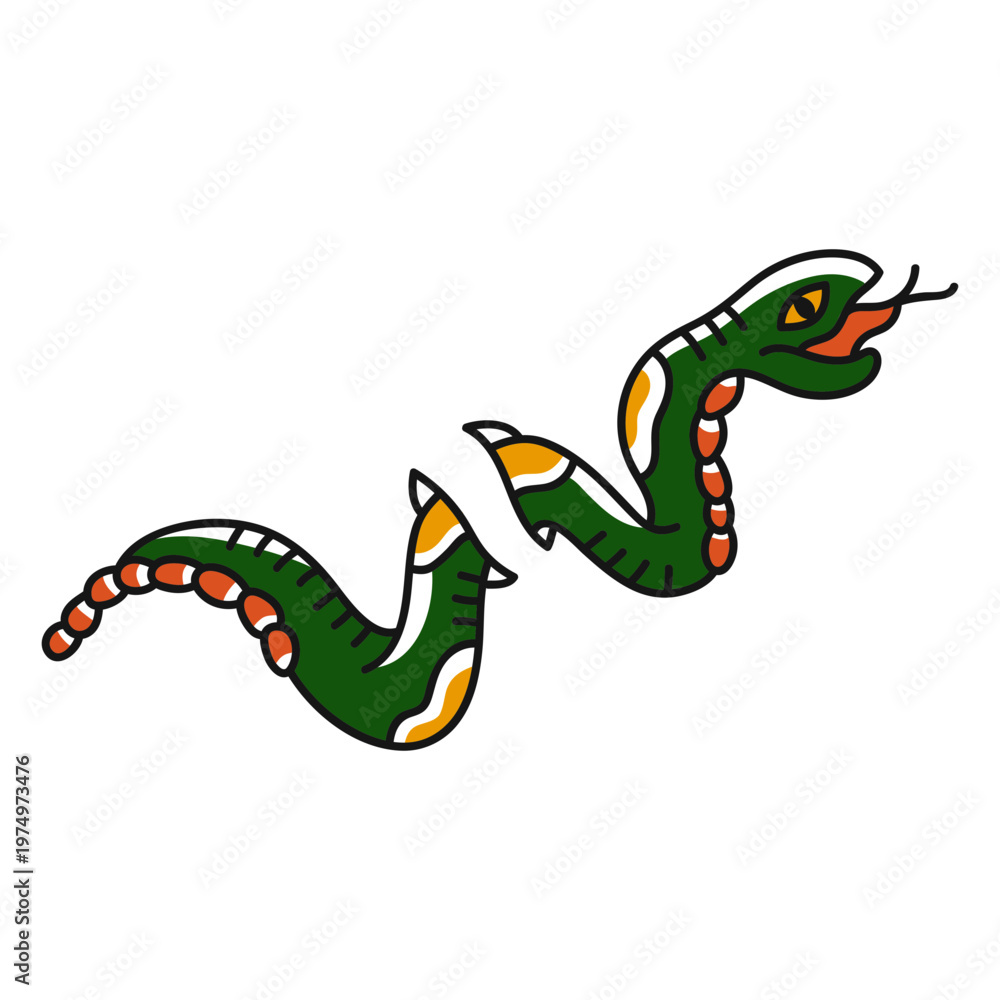 Obraz premium Snake long old school illustration