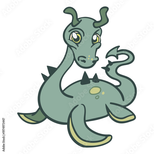 Sea creature plesiosaur illustration