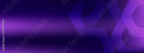 A vibrant dark purple vector background with an intricate array of interlocking geometric line shapes on the right and a smooth, deep color gradient.