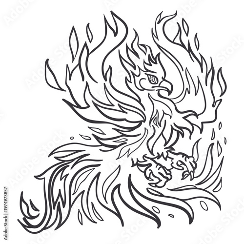 Phoenix spreading wings outline