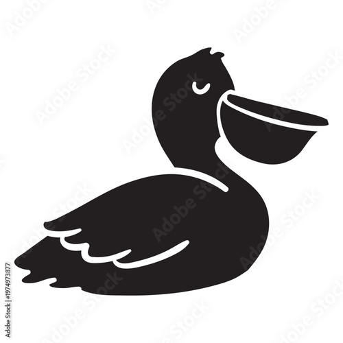 Resting pelican eyes closed sihouette