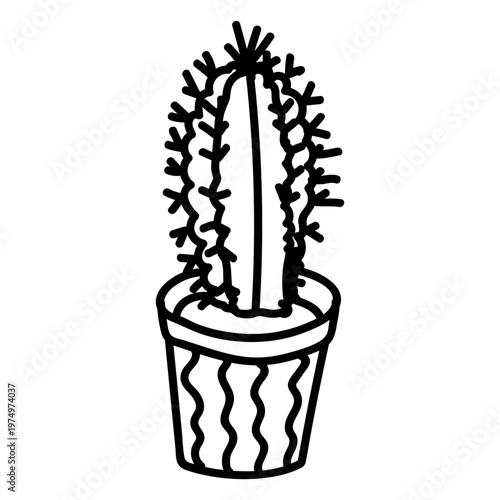 Thorns cacti pot illustration
