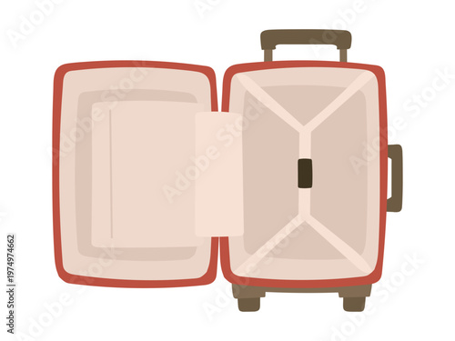 開いた状態の空のスーツケース・旅行の準備・パッキング