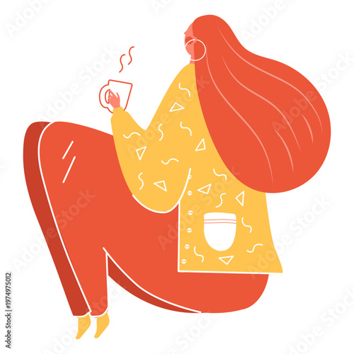 Character autumn girl red