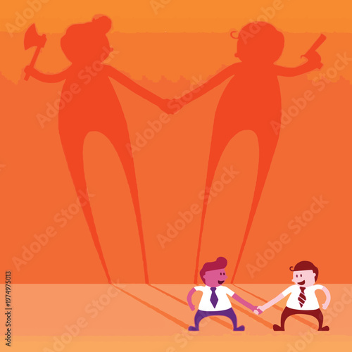 Enemy vector illustration,Two enemies fighting with each other ,Modern war technique vector 