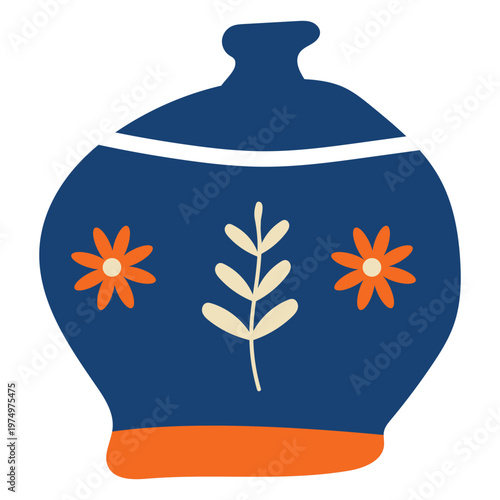 Flat pot blue flowers