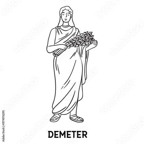 Demeter hand drawn outline