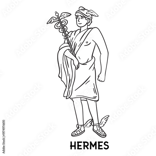 Hermes hand drawn outline