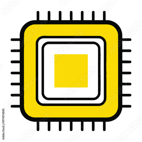 Microchip icon with yellow and white squares