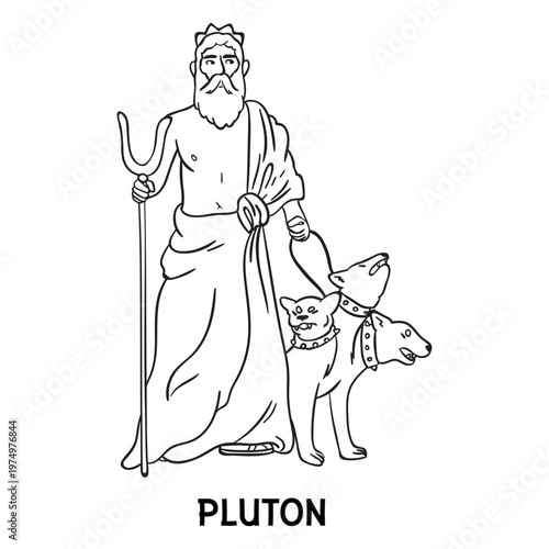 Pluton cerberus hand drawn outline