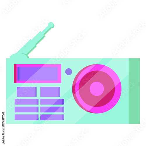 80s radio player antenna colorful