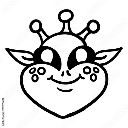 Alien's head smiling 3 antenna stroke