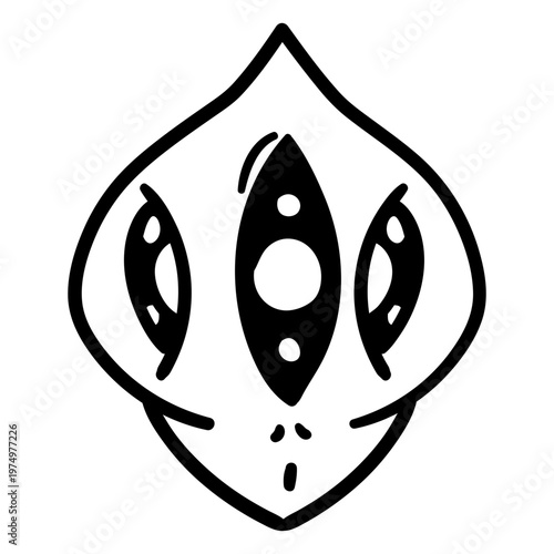 Cute 3 eye alien's head stroke