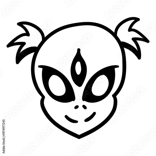 Cute 3 eyes clown alien's head stroke